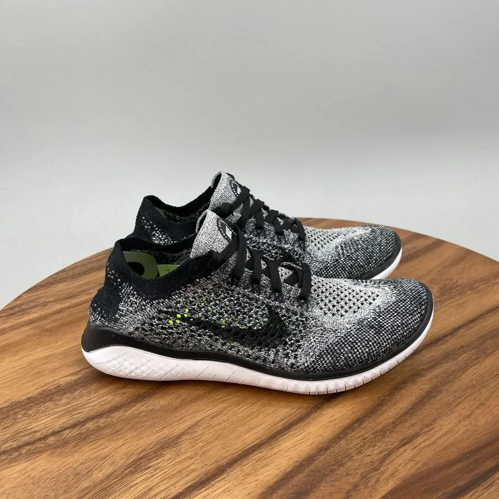 Nike Free RN Flyknit Shoes Womens Size 5 Black Oreo Running Comfort Walking Gym